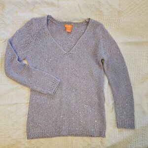 Joe Fresh Sparkly Purple Long Sleeve V Neck Sweater
